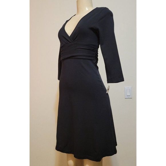 PATAGONIA WOMENS BLACK DRESS 3/4 SLEEVE ORGANIC  STRETCH COTTON MIX SIZE XS #938 - Picture 2 of 8
